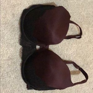 Maroon bra with black lace. Size 38DD
